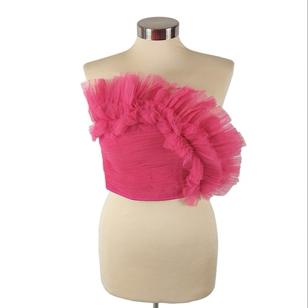 Ranna Gill Pink Ruffled Strapless Top - Picture 4 of 9